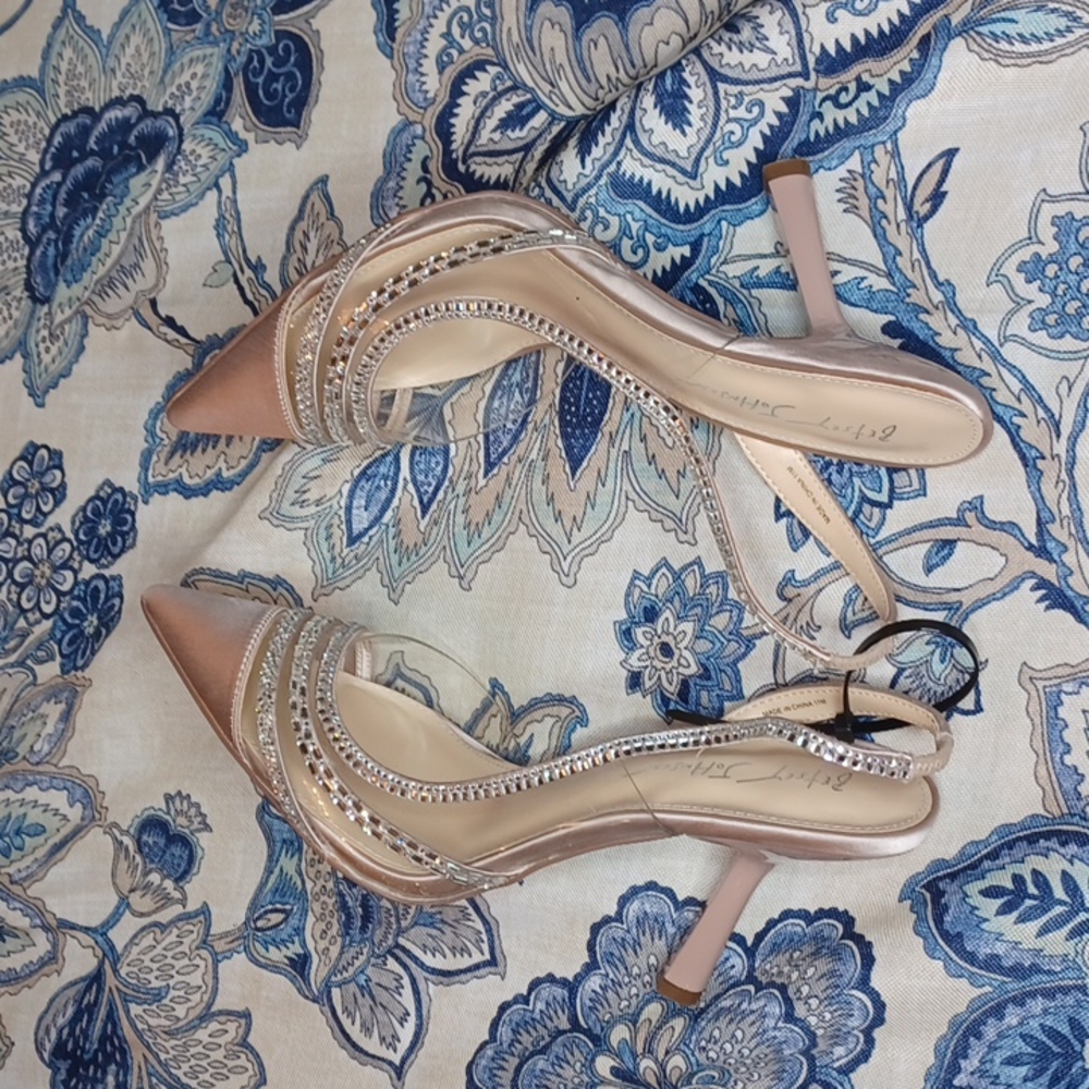 Blue by Betsey Johnson Dora Satin Rhinestone Slingback Dress Pumps SZ 11 New - Picture 11 of 15